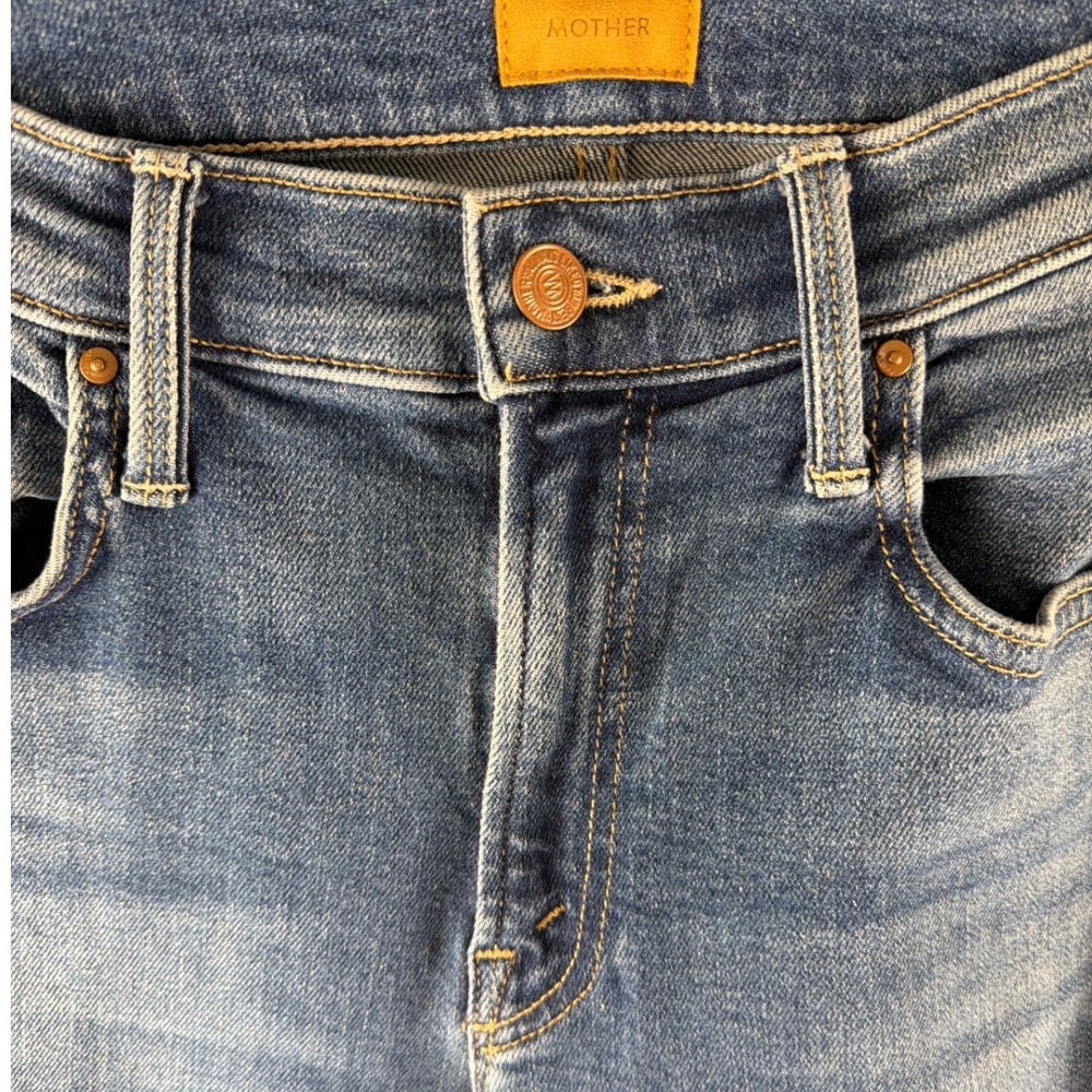 Mother The Mid Rise Rambler Zip Ankle Fray Jeans Sz 27 Straight Dugout Doobies - Picture 3 of 10